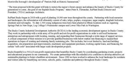 Bucks Beautiful Awarded $25,000 Grant by the Bucks County Industrial Development Authority